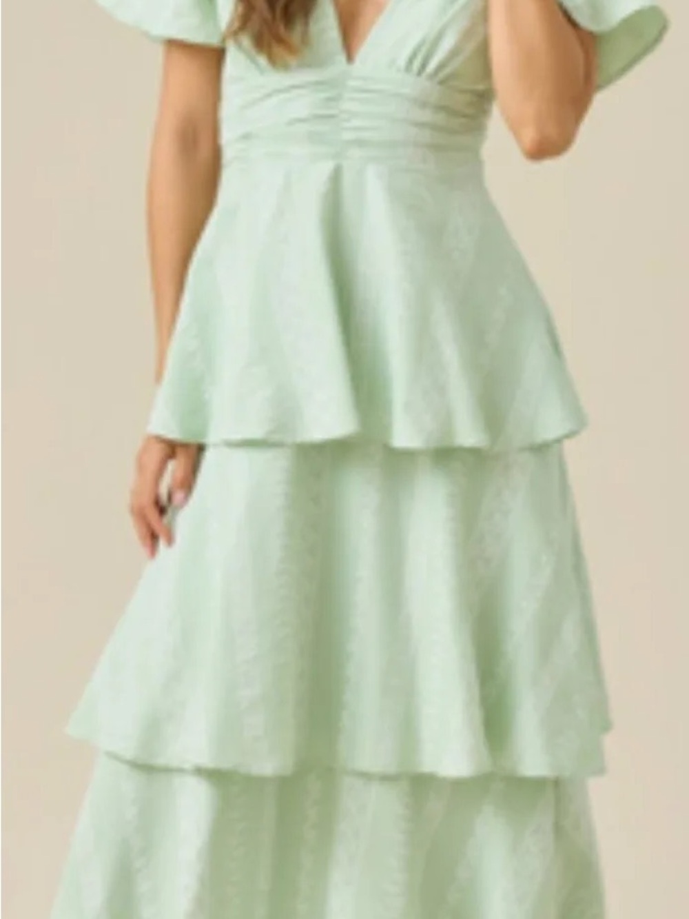 Altar'd State Pale Sage Green Printed Dress